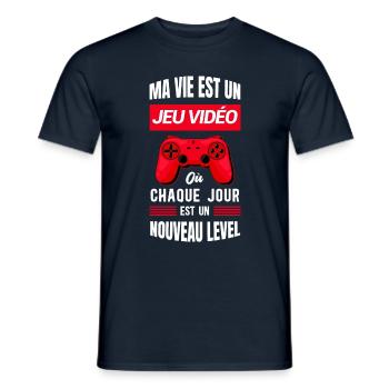 Ma vie est un jeu vidéo - T-shirt homme - marine - Devant - AI Model Male 178 light (178cm)