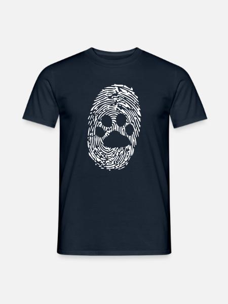 Hundepfote und Fingerabdruck - Hund - Männer T-Shirt - Navy