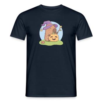Mignon Capybara Wizard avec Jack O Lantern - T-shirt homme - marine - Devant - AI Model Male 178 light (178cm)