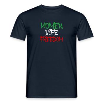 women life freedom,graffiti,schrift,iran - Männer T-Shirt - Navy - Vorne - AI Model Male 178 light (178cm)