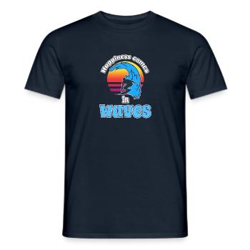 Happiness comes in Waves - Surfer Sun Ocean - Men's T-Shirt - navy - Front - AI Model Male 178 light (178cm)