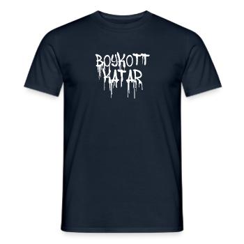 Boycott Qatar,Qatar,Drapeau, Coupe du Monde,Graffiti - T-shirt homme - marine - Devant - AI Model Male 178 light (178cm)