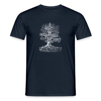 Yggdrasil the World Tree (for dark backgrounds) - Men's T-Shirt - navy - Front - AI Model Male 178 light (178cm)