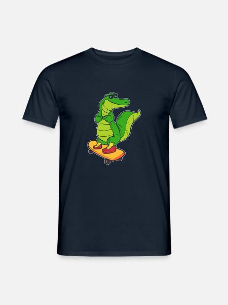 Krokodil auf Skate Skater Geschenk - Männer T-Shirt - Navy