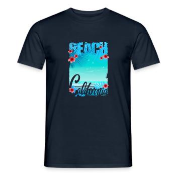 Vintage Flowers beach California retro garden USA - Men's T-Shirt - navy - Front - AI Model Male 178 light (178cm)