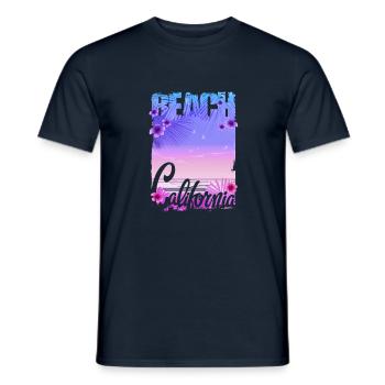Vintage Flowers beach California retro garden USA - Men's T-Shirt - navy - Front - AI Model Male 178 light (178cm)