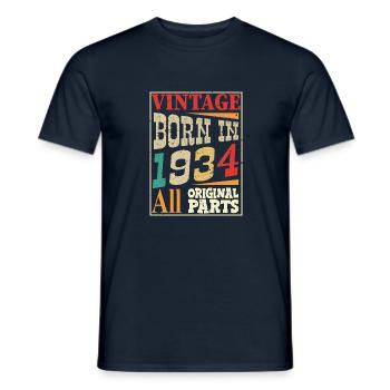 Vintage born in 1934 - Original parts - Men's T-Shirt - navy - Front - AI Model Male 178 light (178cm)