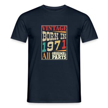 Vintage born in 1971 - Original parts - Men's T-Shirt - navy - Front - AI Model Male 178 light (178cm)