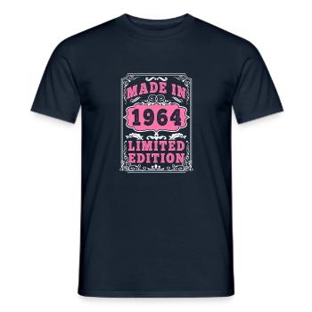 Vintage Né(e) en 1964 made in 1964 61 ans. Art_20 - T-shirt homme - marine - Devant - AI Model Male 178 light (178cm)