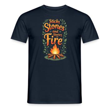 Histoires de feu de camp la nuit - T-shirt homme - marine - Devant - AI Model Male 178 light (178cm)