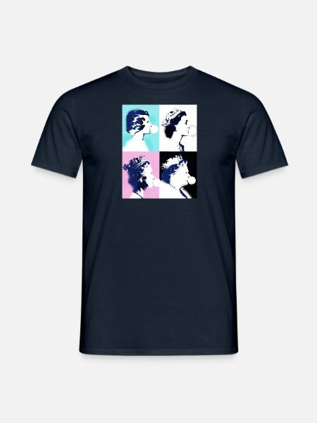 Queen II -Elizabeth England Queen,Kaugummi,pop-art - Männer T-Shirt - Navy