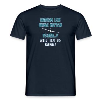 warum ich ohne motor fliege - Männer T-Shirt - Navy - Vorne - AI Model Male 178 light (178cm)