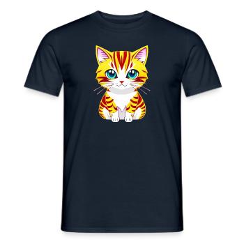 Adorable illustration of a blue-eyed cat - Men's T-Shirt - navy - Front - AI Model Male 178 light (178cm)
