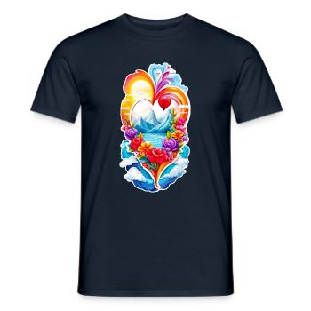 Cœur d’amour - T-shirt homme - marine - Devant - AI Model Male 178 light (178cm)