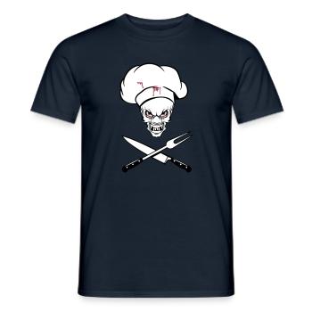 Cooking cook funny horror knife fork - Men's T-Shirt - navy - Front - AI Model Male 178 light (178cm)