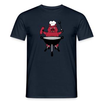 barbecue faire cuire cuisson barbecue bbq chef cui - T-shirt homme - marine - Devant - AI Model Male 178 light (178cm)