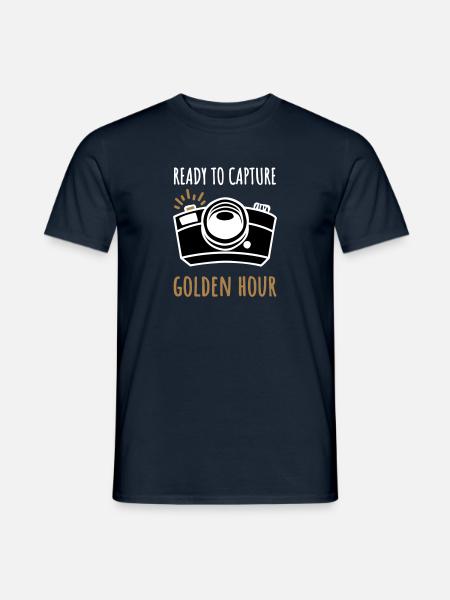 Fotokamera tegneserie med engelsk tekst - Mænd T-shirt - marineblå