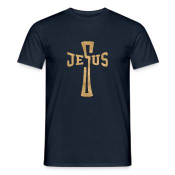Jesus Cross - Men's T-Shirt - navy - Front - AI Model Male 178 light (178cm)