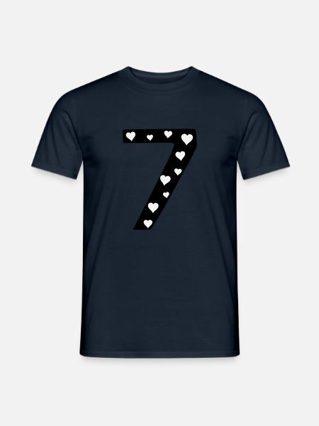 7 anniversaire rose avec cœur - T-shirt homme - marine