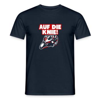 Motorradfahrer - Auf die Knie! - Männer T-Shirt - Navy - Vorne - AI Model Male 178 light (178cm)