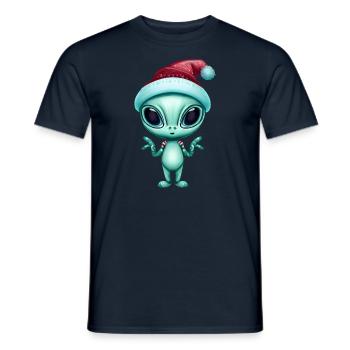 Christmas alien with Santa hat - Men's T-Shirt - navy - Front - AI Model Male 178 light (178cm)