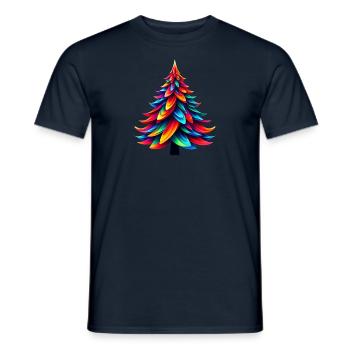 Colorful Origami Christmas Tree - Men's T-Shirt - navy - Front - AI Model Male 178 light (178cm)