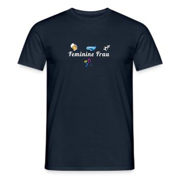 Femme, femme féminine, football, bière, LGBTQ - T-shirt homme - marine - Devant - AI Model Male 178 light (178cm)