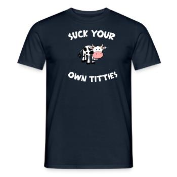 Vegan Veganism Cow Animals Milk Saying - T-shirt homme - marine - Devant - AI Model Male 178 light (178cm)