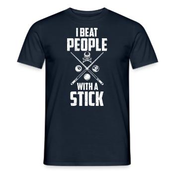 I Beat People With A Stick Billiard Player Pool - Männer T-Shirt - Navy - Vorne - AI Model Male 178 light (178cm)