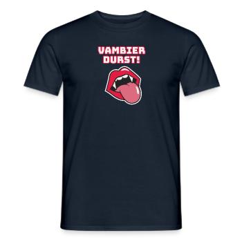 vambier,soif,vambier soif,vampire,helloween,bière - T-shirt homme - marine - Devant - AI Model Male 178 light (178cm)