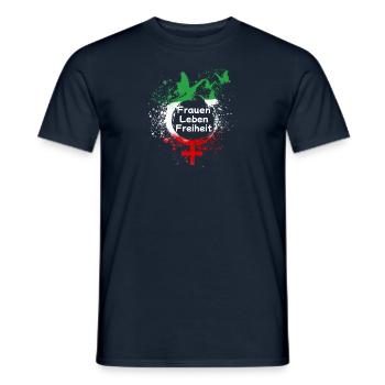 women life freedom,iran,Frauen Leben Freiheit - Männer T-Shirt - Navy - Vorne - AI Model Male 178 light (178cm)