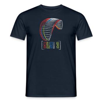 Susi 3Airdesign Paraglider - Männer T-Shirt - Navy - Vorne - AI Model Male 178 light (178cm)