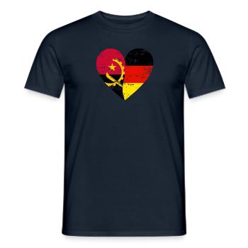 Angola Germany Flag Heart - Men's T-Shirt - navy - Front - AI Model Male 178 light (178cm)