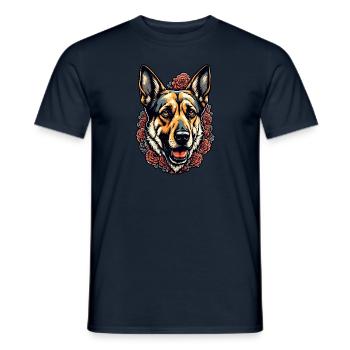 Chien / Animal / Animal de compagnie / Poilu / Berger allemand - T-shirt homme - marine - Devant - AI Model Male 178 light (178cm)