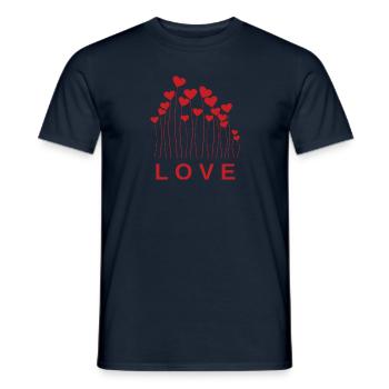 Love fleur coeur - T-shirt homme - marine - Devant - AI Model Male 178 light (178cm)