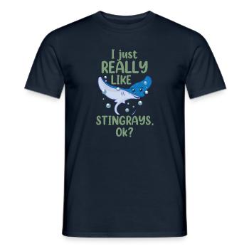 I Just Really Like Stingrays OK Funny Stingray Sea - Männer T-Shirt - Navy - Vorne - AI Model Male 178 light (178cm)