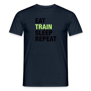Mangez train Répétez veille - T-shirt homme - marine - Devant - AI Model Male 178 light (178cm)