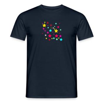 Stars, star, colorful stars - Men's T-Shirt - navy - Front - AI Model Male 178 light (178cm)