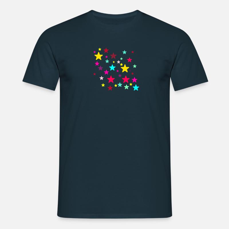 Stjerner, stjerne, farverige stjerner - T-shirt til herrer - marineblå