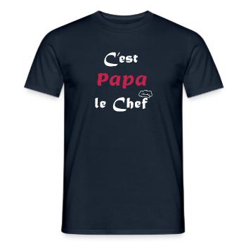 C'est Papa le chef - Cuisinier - T-shirt homme - marine - Devant - AI Model Male 178 light (178cm)