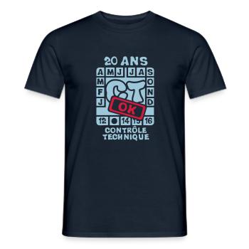 20 ans controle technique anniversaire o - T-shirt homme - marine - Devant - AI Model Male 178 light (178cm)