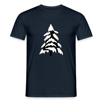 kalt schnee weihnachtsbaum tannenbaum tanne sterne - Männer T-Shirt - Navy - Vorne - AI Model Male 178 light (178cm)
