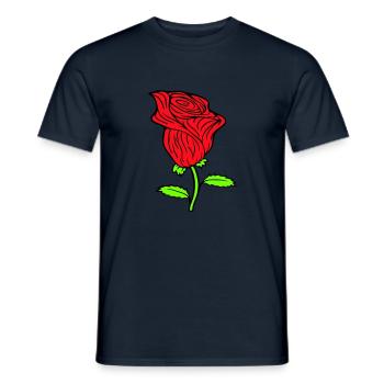 Jolie belle fleur de rose feuille roses romantique - T-shirt homme - marine - Devant - AI Model Male 178 light (178cm)