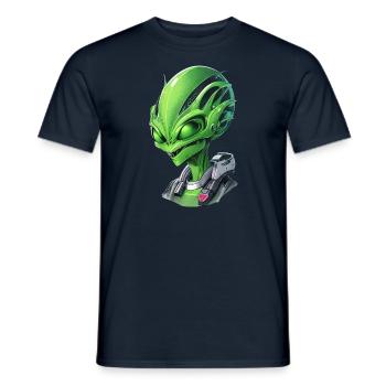 Alien Portrait: Intriguing face from an attached - Men's T-Shirt - navy - Front - AI Model Male 178 light (178cm)