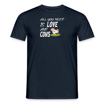 All you need is Love and cows - Men's T-Shirt - navy - Front - AI Model Male 178 light (178cm)