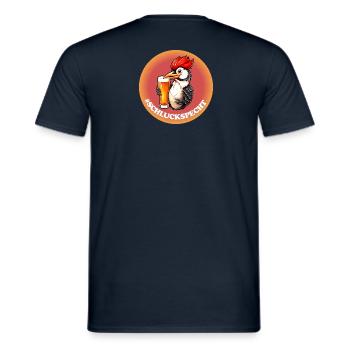 Schluckspecht - Der Party Vogel mit Bierglas - Männer T-Shirt - Navy - Hinten - AI Model Male 178 light (178cm)