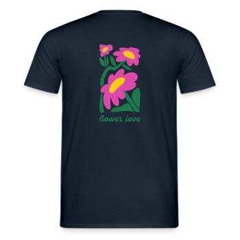 FlowerLove - Männer T-Shirt - Navy - Hinten - AI Model Male 178 light (178cm)