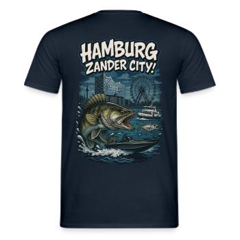 Hambourg Zander City ! Pêche à Hambourg - T-shirt homme - marine - Dos - AI Model Male 178 light (178cm)