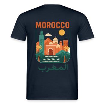 Motif Maroc Rétro Culture Marocaine - T-shirt homme - marine - Dos - AI Model Male 178 light (178cm)
