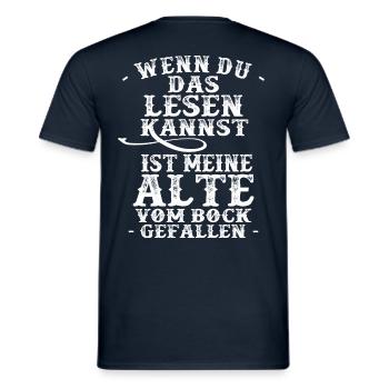 Wenn Du das lesen kannst ist meine Alte Motorrad - Männer T-Shirt - Navy - Hinten - AI Model Male 178 light (178cm)